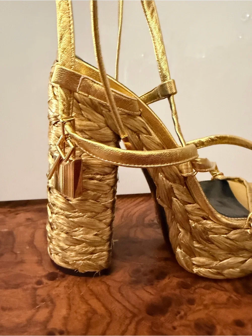 Tom Ford Metallic Gold Braided Platform Sandals